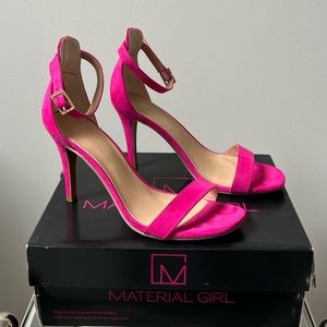 Fuschia Open Toe Ankle Strap Heels 8M